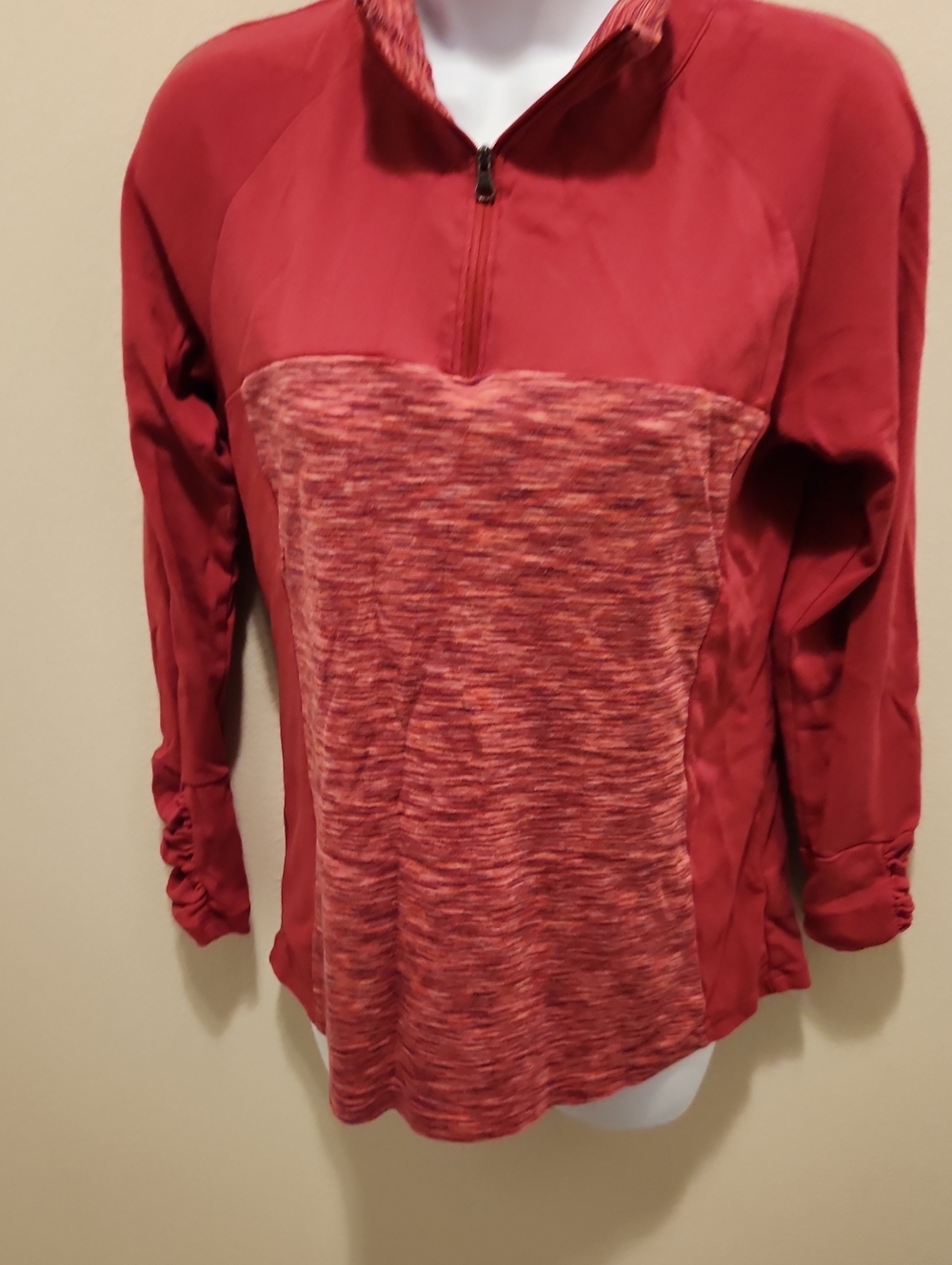Columbia Women's Red Heathered Quarter-Zip Pullover
